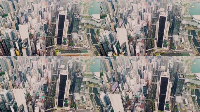 香港高层建筑鸟瞰图。