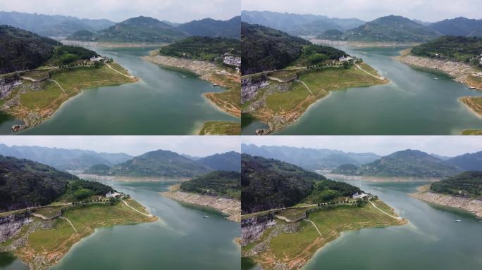 航拍贵州万峰湖城堡山水风光大气景色