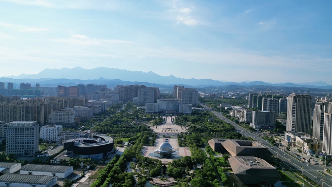 航拍上饶市政府上饶市民公园