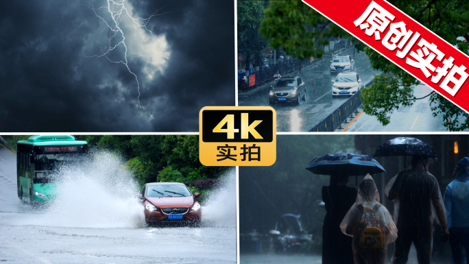 雨天暴雨大雨下雨城市森林雨水