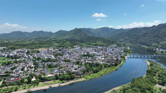 航拍旅游胜地宣城泾县桃花潭景区