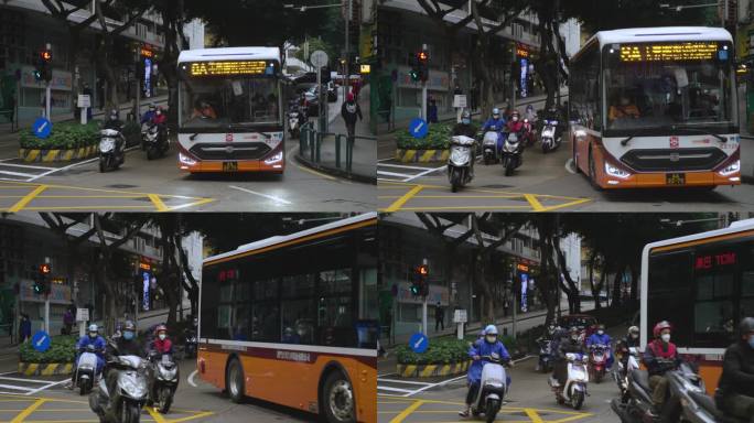 4K | 澳门街道 车流 穿梭 街口