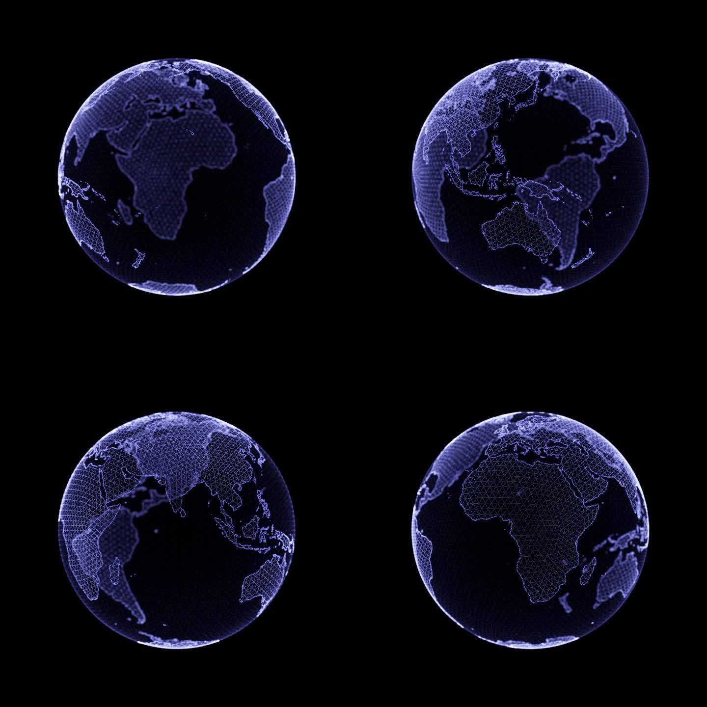 科技感地球投影 循环 带透明通道