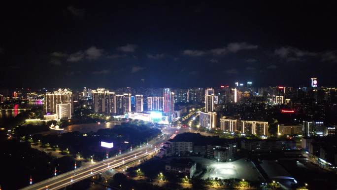 江西赣州章水两岸夜景灯光航拍 (23)