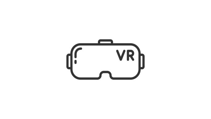 Vr眼镜动画轮廓图标。AR和VR光纤图标运动设计的网页设计，移动应用程序，ui设计。未来科技概念