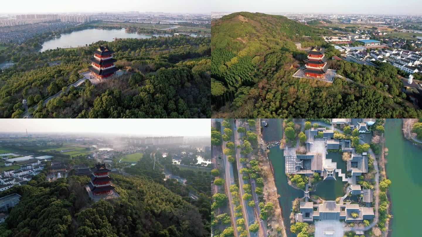 航拍张家港永庆寺·河阳山歌馆