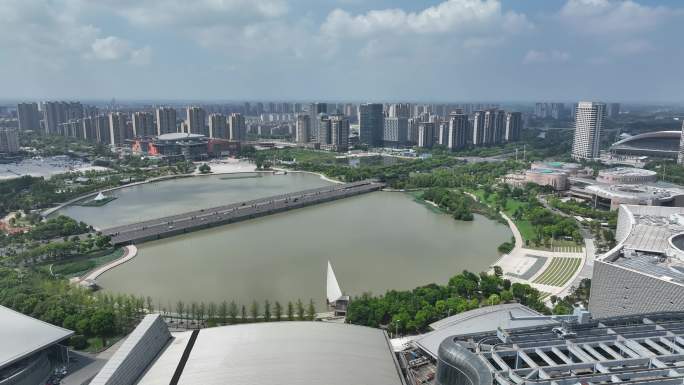 扬州京华城明月湖周边航拍大景