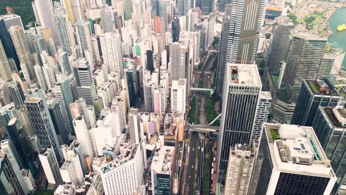 香港高层建筑鸟瞰图。