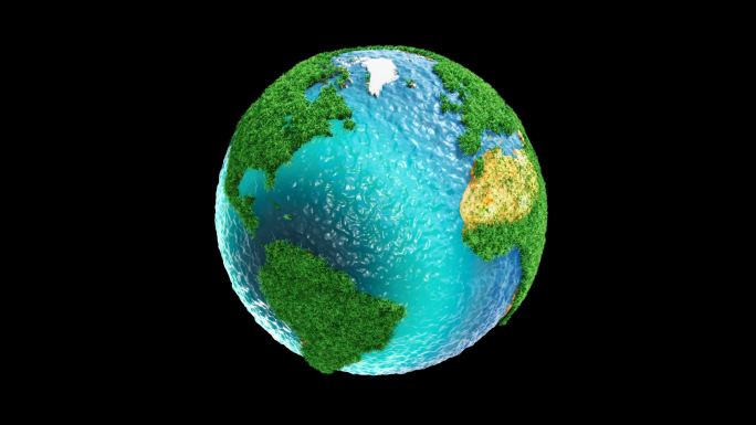 3D绿色地球 循环动画带通道