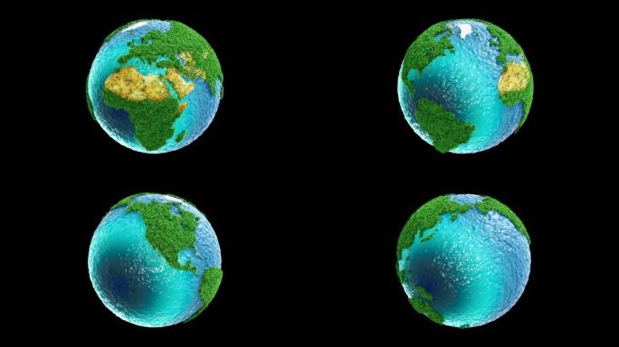 3D绿色地球 循环动画带通道