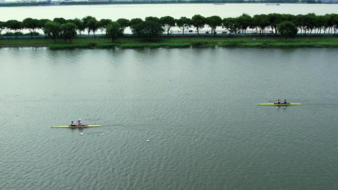 4K航拍赛艇运动水上运动