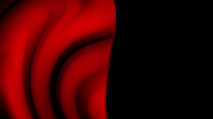 流体波运动红色或抽象织物和混合黑色背景。柔和的波浪渐变图案。用线分隔的空白空间。催眠形状混合效果