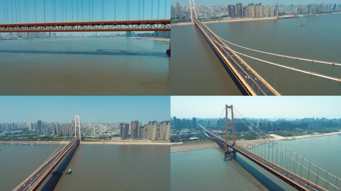 武汉杨泗港长江大桥高清航拍