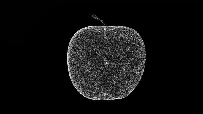 3D半个苹果在黑色背景上旋转。健康食品理念。食品市场，出售蔬菜和水果。用于标题，文本，演示。由闪闪发