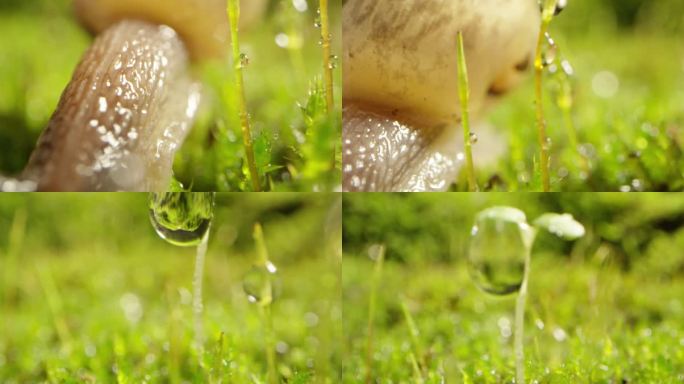 夏日 草地 蜗牛 阳光 露珠10