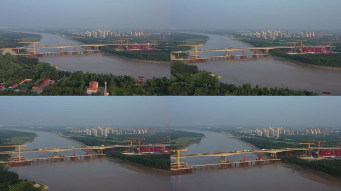 建设中的济南绕城高速黄河大桥
