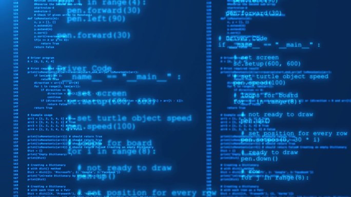 4K编程代码在电脑屏幕终端上运行，黑客概念