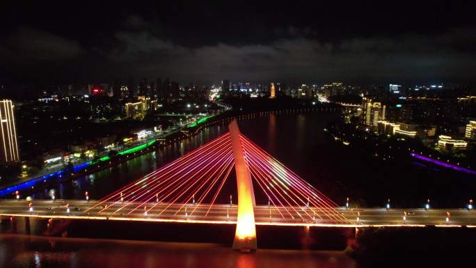 江西赣州章水两岸夜景灯光航拍 (16)