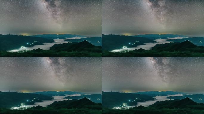 广西桂林星空银河与山川云海延时摄影