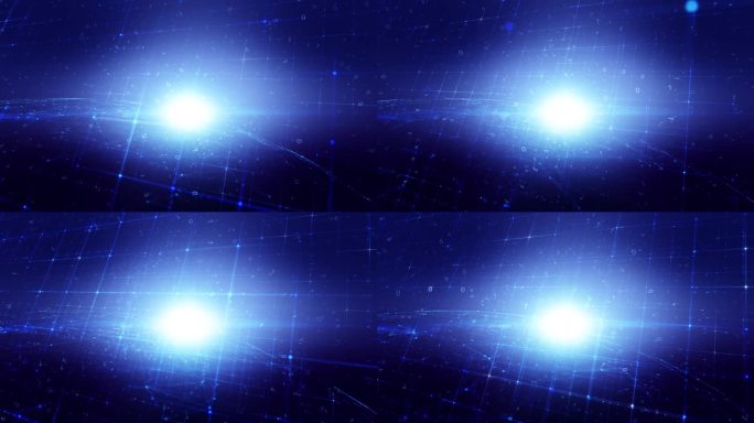 旋转的网络球体与闪亮的星光和二进制数动画。