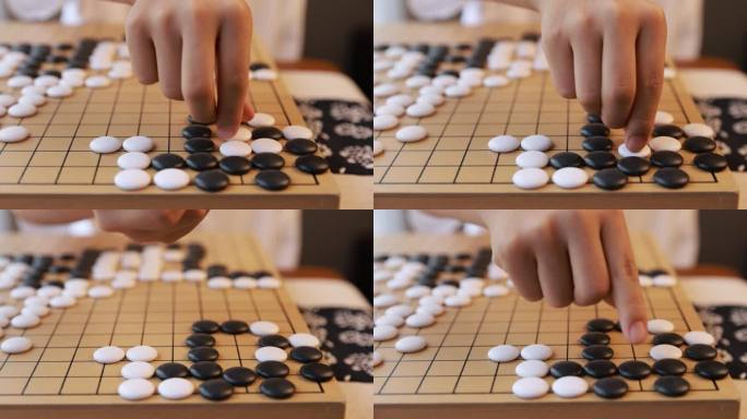 下围棋手部慢镜头特写