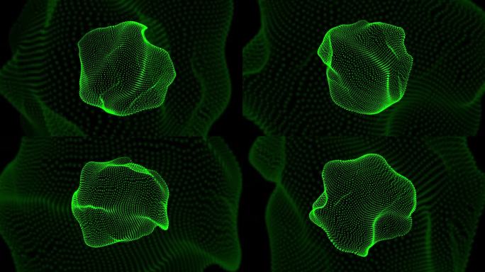 绿色抽象球体隧道与光多边形丛线环
几何线丝球霓虹发光点网格动画旋转完美的标志概念传输Ai网络光纤。传