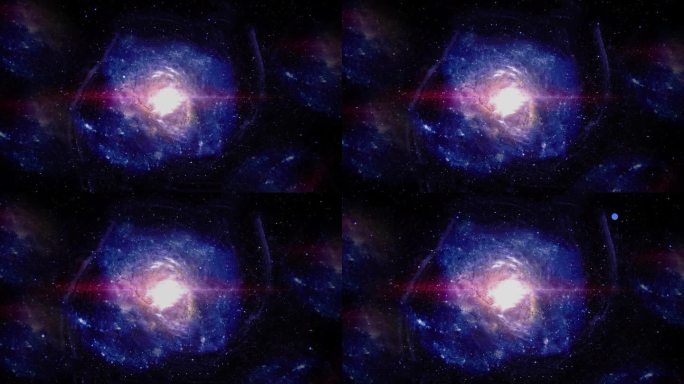 4K抽象蓝色3D星系全景，宇宙空间背景。恒星和星系