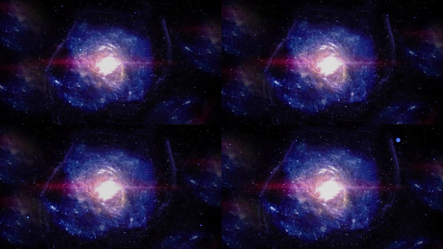 4K抽象蓝色3D星系全景，宇宙空间背景。恒星和星系