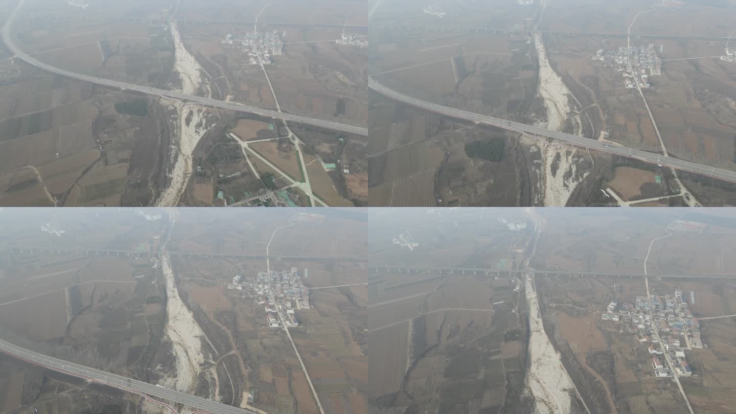 秦岭河流公路雪景