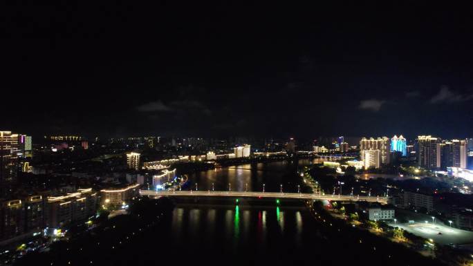 江西赣州章水两岸夜景灯光航拍 (15)