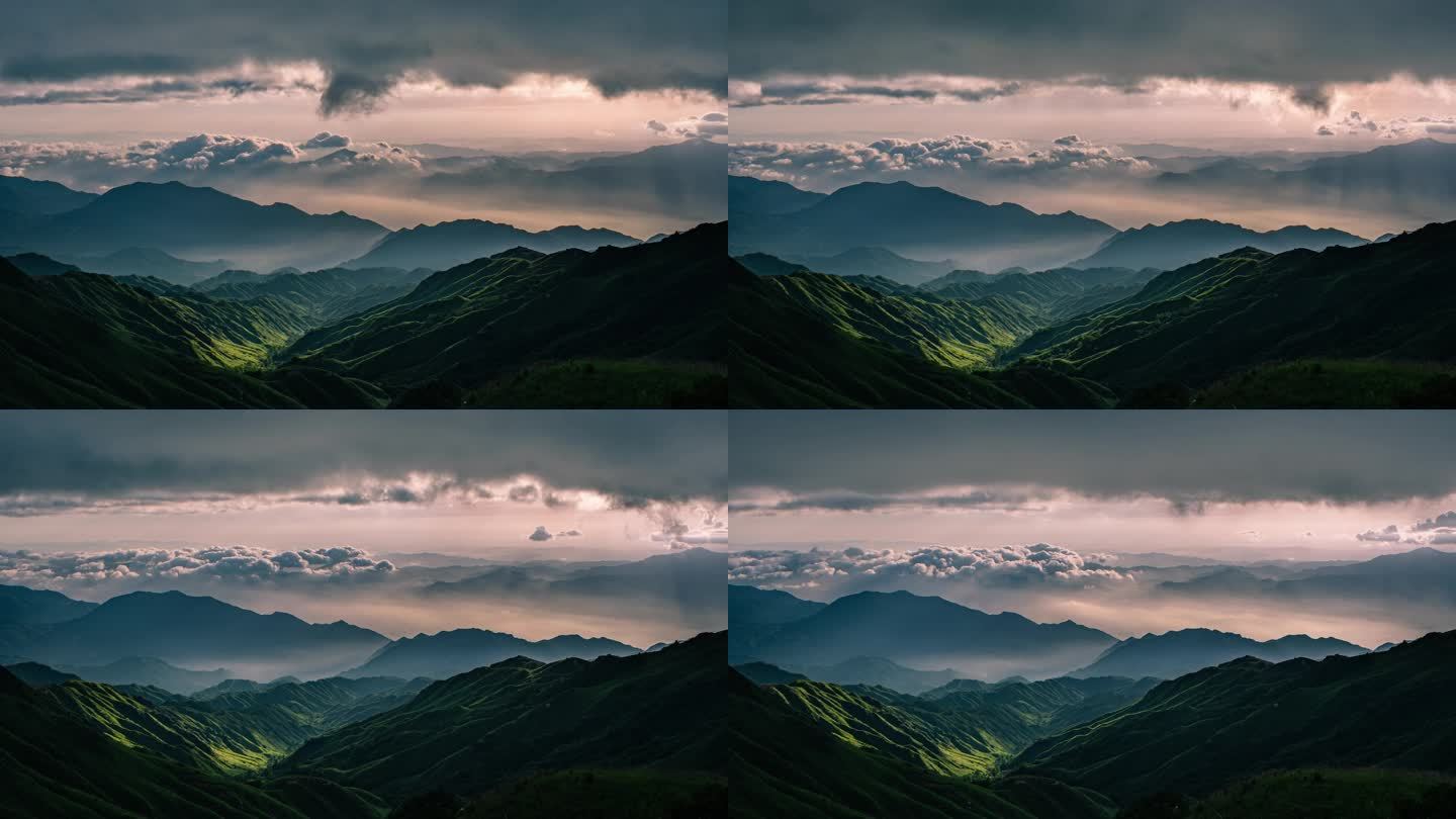 延时视频，拍摄于高山之巅，云海和丁达尔光