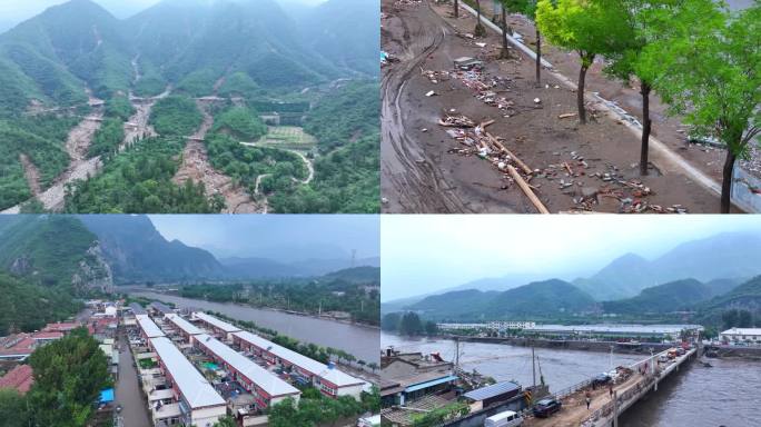 北京门头沟泥石流洪水过境受灾现场