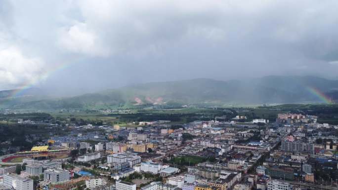 四川布拖县大气城市片头航拍4k