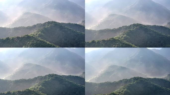 航拍西湖名胜风景区西湖群山晨曦