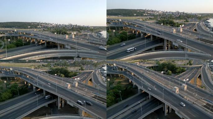 阿达桥和道路基础设施的鸟瞰图-贝尔格莱德，塞尔维亚-股票视频