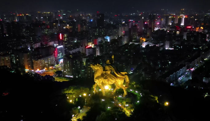 泉州大坪山 郑成功雕像夜景