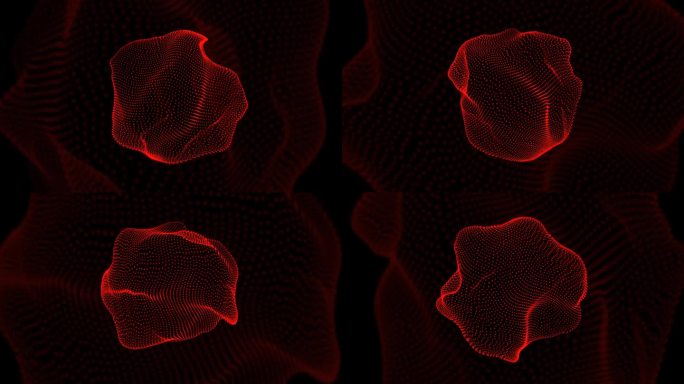 红色球体抽象圆形隧道与光多边形丛线环
几何线丝球霓虹发光点网格动画旋转完美的标志概念传输Ai网络光纤