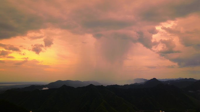 4k晚霞暴雨