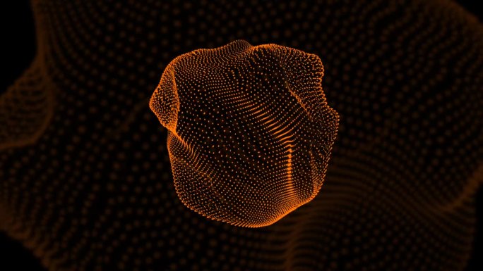 橙色抽象球体隧道与光多边形丛线环
几何线丝球霓虹发光点网格动画旋转完美的标志概念传输Ai网络光纤。传