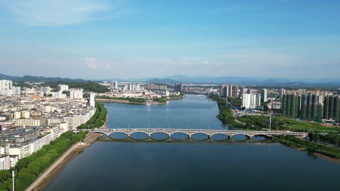 航拍上饶合集信州区三江公园上饶大景