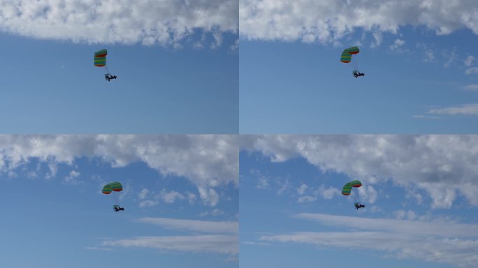 一只滑翔伞在呼伦贝尔康达岭景区空中