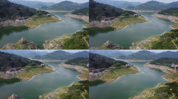 航拍贵州万峰湖城堡山水风光大气景色