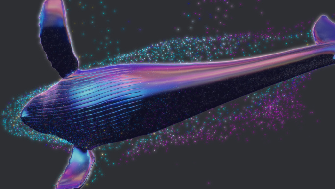 梦幻鲸鱼裸眼3D飞翔【透明背景】