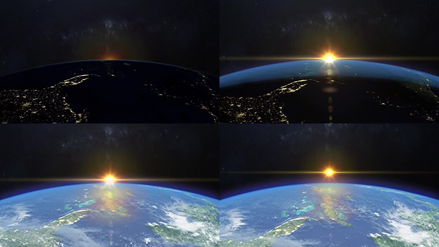 从太空看地球上的日出