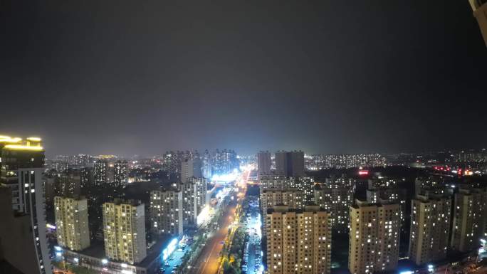 盘锦城市夕阳延时摄影摄像万达正大街道夜景