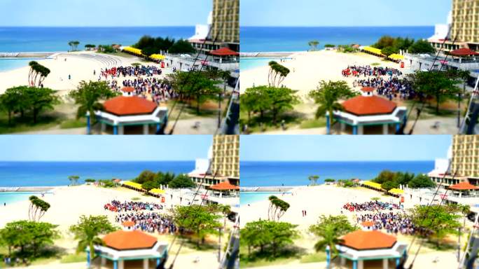 夏日海滩人群微缩摄影移轴