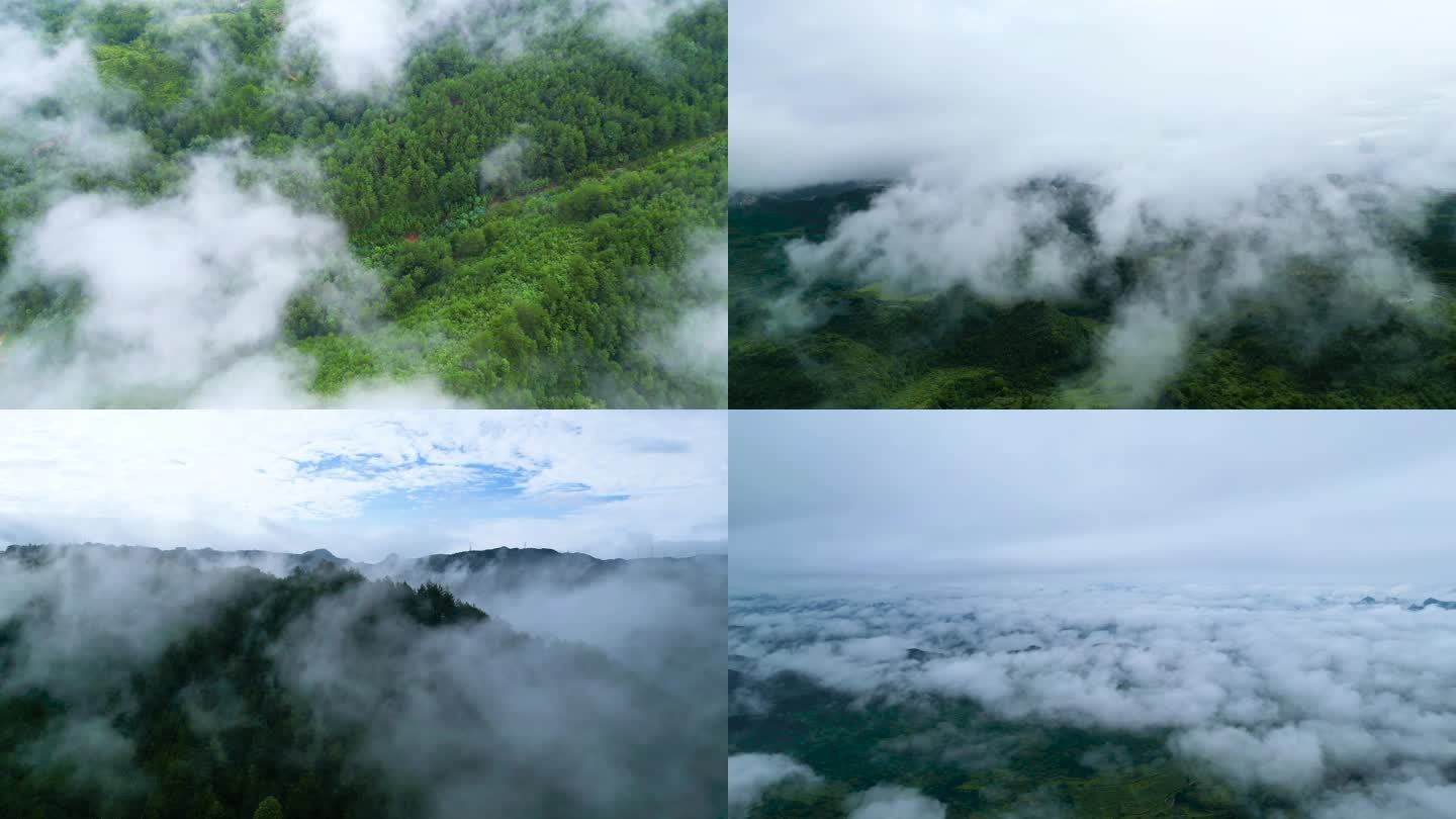 4k航拍云山云海森林云雾缭绕山川美景雨水