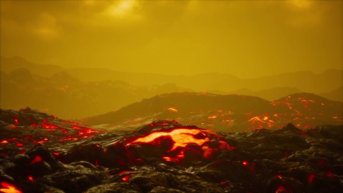 熔岩田在火山喷发的尽头