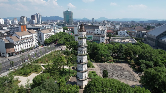 浙江绍兴大善塔历史文化古建筑航拍 (9)