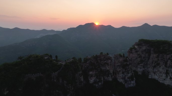 航拍山东淄博涌泉齐长城